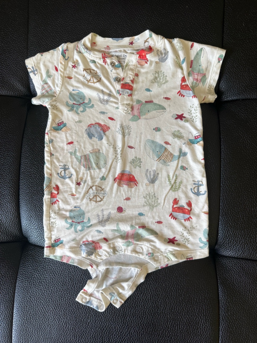 Angel Dear White Sea Life Short-Sleeve Onesie